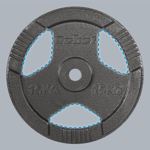 Obciążenie żeliwne zestaw 2x15kg, otwór 31mm, talerz z uchwytami, REBEL ACTIVE