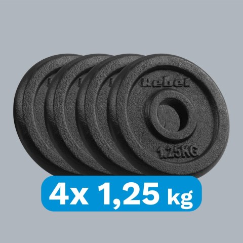 Obciążenie żeliwne zestaw 4x1.25kg, otwór 31mm, talerz klasyczny, REBEL ACTIVE