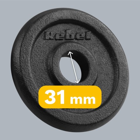 Obciążenie żeliwne zestaw 4x1.25kg, otwór 31mm, talerz klasyczny, REBEL ACTIVE