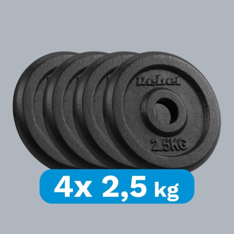 Obciążenie żeliwne zestaw 4x2.5kg, otwór 31mm, talerz klasyczny, REBEL ACTIVE