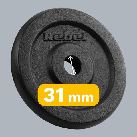 Obciążenie żeliwne zestaw 4x5kg, otwór 31mm, talerz klasyczny, REBEL ACTIVE