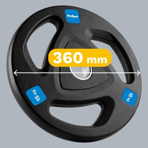Obciążenie żeliwne olimpijskie gumowane zestaw 2x15kg, otwór 51mm , REBEL ACTIVE