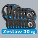 Obciążenie żeliwne olimpijskie gumowane zestaw 30kg ( 8x1.25kg + 4x2.5kg + 2x5kg ), otwór 51mm , REBEL ACTIVE