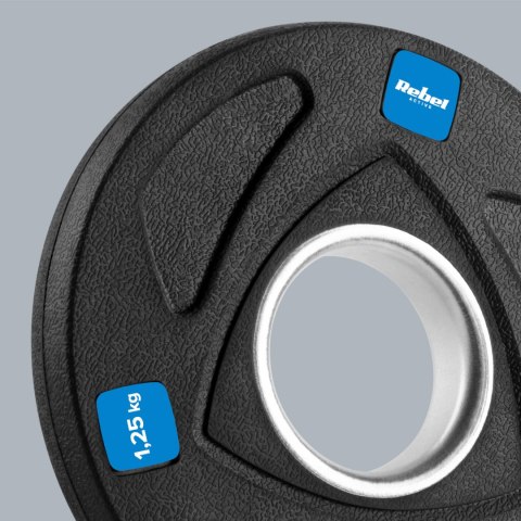 Obciążenie żeliwne olimpijskie gumowane zestaw 4x1.25kg, otwór 51mm , REBEL ACTIVE