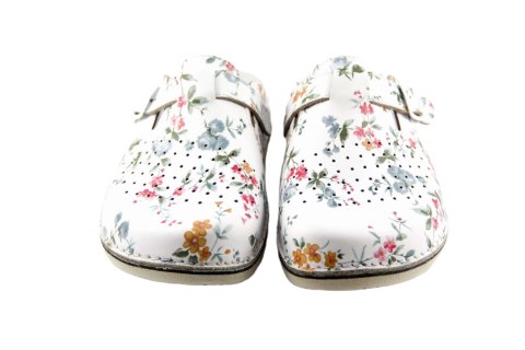 ABAT ROZM. 41 KWIATY Klapki damsko-męskie zakryte z dziurkami, regulowany pasek