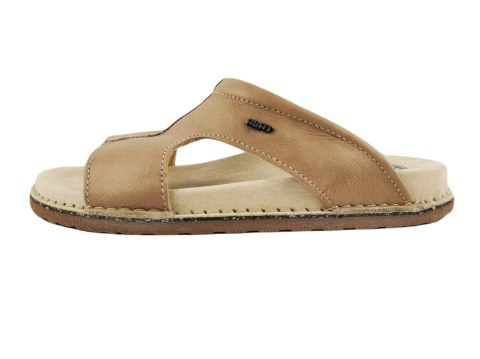 ABAT ROZM. 44 Klapki ortopedyczne damsko-męskie beżowe, skórzane, antyposlizgowe