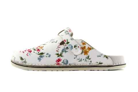 ABAT ROZM. 45 KWIATY Klapki damsko-męskie zakryte z dziurkami, regulowany pasek