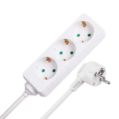 Przedłużacz biały Rebel 3 gniazda typu niemieckiego, kabel 3m (1,5mm)