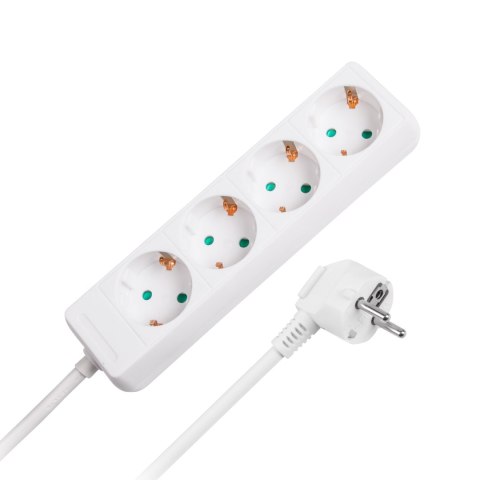 Przedłużacz 4 gniazda 1,5m typu niemieckiego bez przełącznika (3x1,0mm) Rebel biały