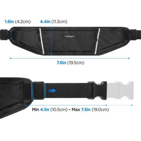 Spigen A710 Dynamic Shield Waist Bag - Saszetka sportowa / nerka na smartfon do 6.9" (Czarny)