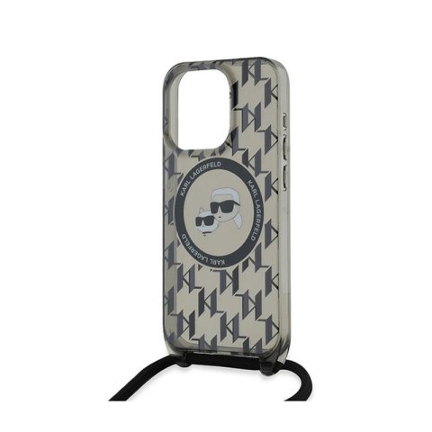 Karl Lagerfeld IML Crossbody Monogram Karl & Choupette Head MagSafe - Etui iPhone 15 Pro Max (czarny)