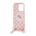 Karl Lagerfeld IML Crossbody Monogram Karl & Choupette Head MagSafe - Etui iPhone 15 Pro (różowy)