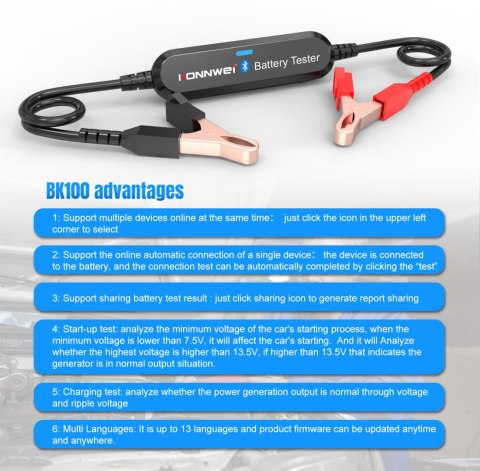 Miernik baterii Konnwei BK100