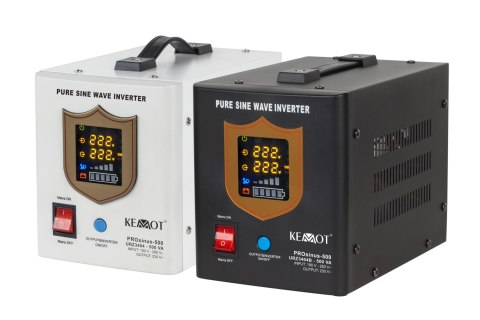 Zasilacz awaryjny KEMOT PROsinus-500 przetwornica z czystym przebiegiem sinusoidalnym i funkcją ładowania 12V 230V 500VA/300W - 