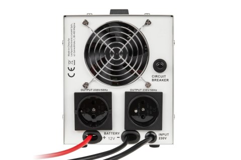 Zasilacz awaryjny KEMOT PROsinus-800 przetwornica z czystym przebiegiem sinusoidalnym i funkcją ładowania 12V 230V 800VA/500W