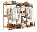 Podwójny bambusowy wieszak na ubrania z 5 półkami - długość 160 cm
