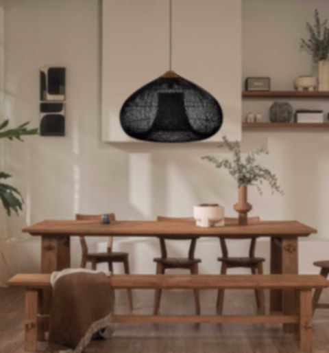 Sufitowa naturalna lampa rattanowa wisząca - 40cm - czarna