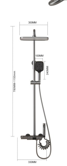 Inteligentny Zestaw Prysznicowy - grafitowy/szary metalik