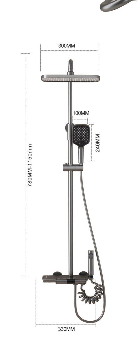 Inteligentny Zestaw Prysznicowy - grafitowy/szary metalik