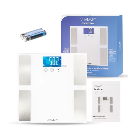 VITAMMY HORIZON Waga analityczna łazienkowa, pomiar tłuszczu, wody, BMI
