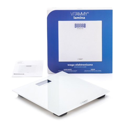 VITAMMY LAMINA Elektroniczna waga łazienkowa, precyzyjna i biała