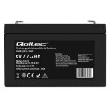 Qoltec Akumulator AGM | 6V | 7.2Ah | Bezobsługowy | Wydajny | LongLife | do zabawek, pojazdów