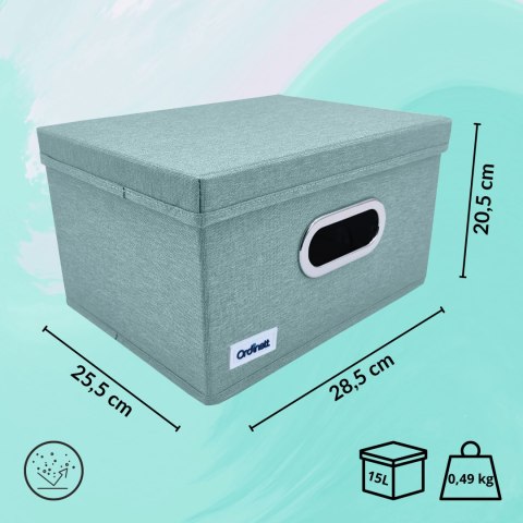 MINT zielony, miętowy organizer do szafy z pokrywą oraz oknem 29,5x22,5x16,5cm