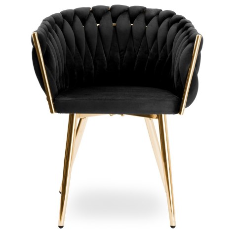 Krzesło welurowe plecione COFTON Gold VELVET Czarny