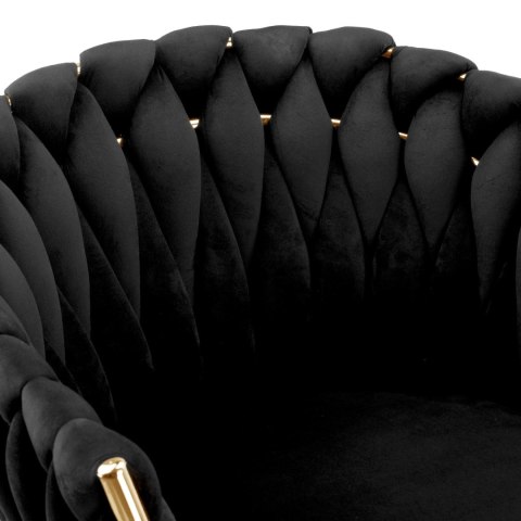 Krzesło welurowe plecione COFTON Gold VELVET Czarny