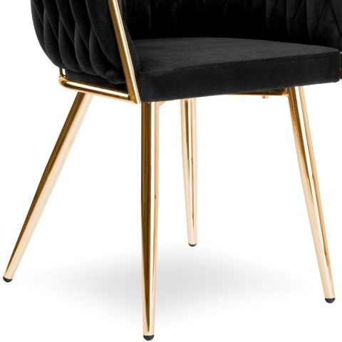 Krzesło welurowe plecione COFTON Gold VELVET Czarny