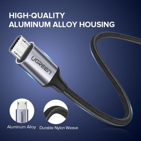 Kabel USB do Micro USB UGREEN US290 QC 3.0 2.4A 1m (czarny)