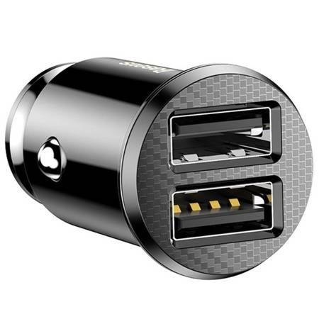 Ładowarka samochodowa BASEUS Grain 3.1A 5V 2x USB (czarna)