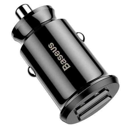 Ładowarka samochodowa BASEUS Grain 3.1A 5V 2x USB (czarna)