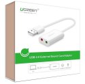 Karta dźwiękowa USB UGREEN US205 15cm (biała)