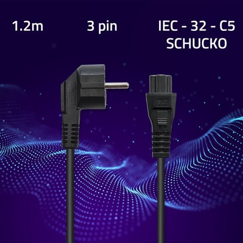 Qoltec Kabel zasilający IEC C5/SCHUKO | koniczynka | 3x0.75mm² | 1.2m