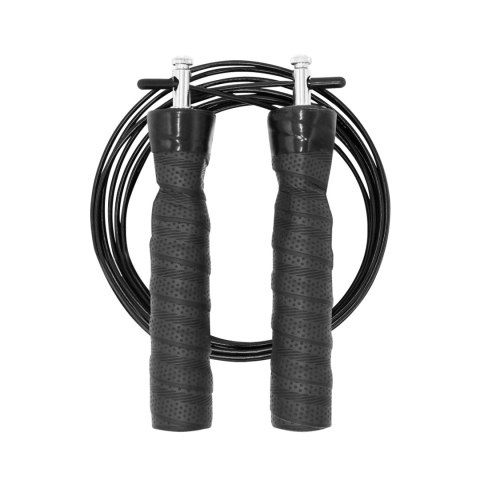 Skakanka bokserska z gumową rączką z obciążeniem 2x100g i metalowym łożyskiem 300cm regulowana, REBEL ACTIVE