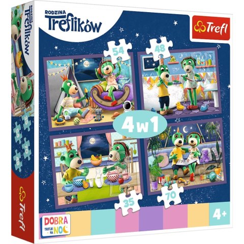 Puzzle 4w1 Dobranoc, Trefliki na noc Wieczorne rytuały Treflików | Trefl
