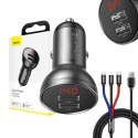 Zestaw BASEUS ładowarka samochodowa 24W + kabel USB 3w1 1,2m