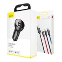 Zestaw BASEUS ładowarka samochodowa 24W + kabel USB 3w1 1,2m