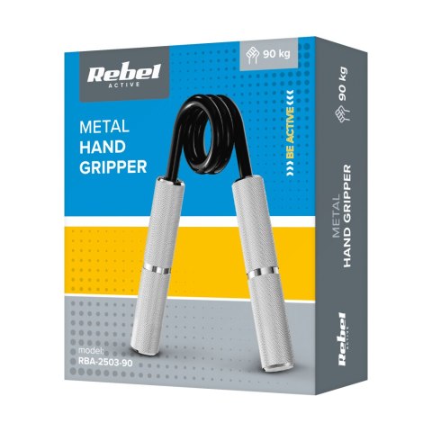 Ściskacz do ćwiczeń, treningu rąk, metalowy 90kg, REBEL ACTIVE