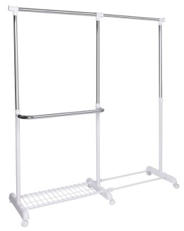 Wieszak regulowany stojący na kółkach Rufo biały