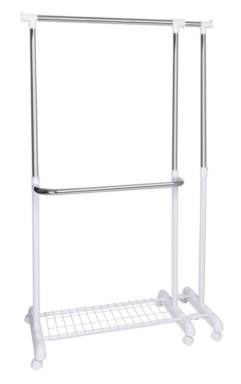 Wieszak regulowany stojący na kółkach Rufo biały