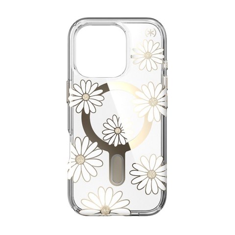 Speck Presidio Lux ClickLock & MagSafe - Etui iPhone 16 Pro (Sunshine Daisies / Clear / Gold)