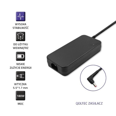 Qoltec Zasilacz do laptopa Acer 180W | 19.5V | 9.23A | 5.5*1.7 | +kabel zasilający