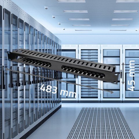 Qoltec Solidny stalowy Organizer kabli do szaf RACK 19" | 24 porty | 1U