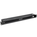 Qoltec Solidny stalowy Organizer kabli do szaf RACK 19" | 24 porty | 1U