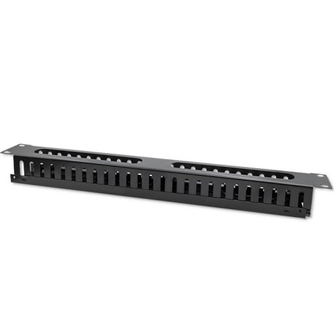 Qoltec Solidny stalowy Organizer kabli do szaf RACK 19" | 24 porty | 1U