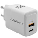 Qoltec Ładowarka sieciowa 35W GaN | 5-20V | 1.5-3A | 1 x USB-C PD | 1 x USB QC 3.0 | Biała
