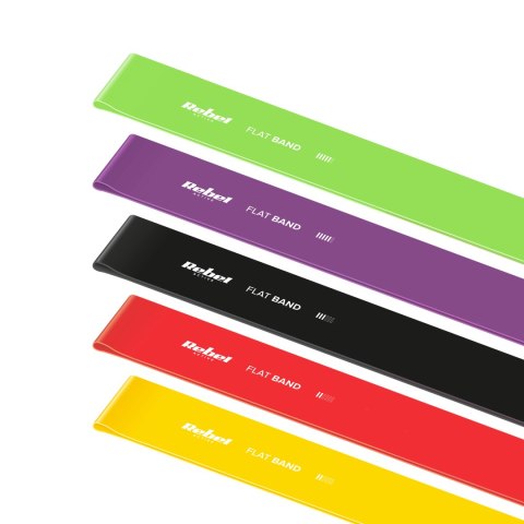 Zestaw gum do ćwiczeń lateksowe 2m - Flat Band LTs-1, 2,5-20 kg, 5 gum, REBEL ACTIVE