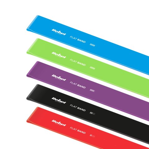 Zestaw gum do ćwiczeń TPE 2m - Flat Band Ls-1, 1,5-11,5 kg, 5 gum, REBEL ACTIVE